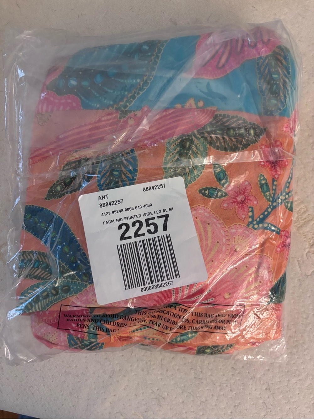 FARM Rio Turquoise Wide-Leg Floral Drawstring Pants - Picture 2 of 2